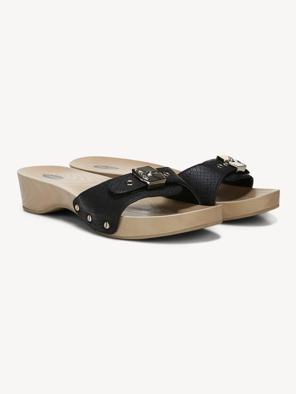 ♥️♥️ Dr. Scholl's Classic Slide Sandals - Black Ventura Snake Faux Leather